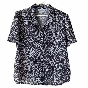 English Rose Women’s Floral Print Button Up Short Sleeve Blouse Top 18